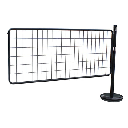 Barrier post extension set with mesh, 1 post, 1 mesh panel, black.