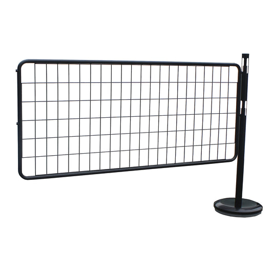 Barrier post extension set with mesh, 1 post, 1 mesh panel, black.