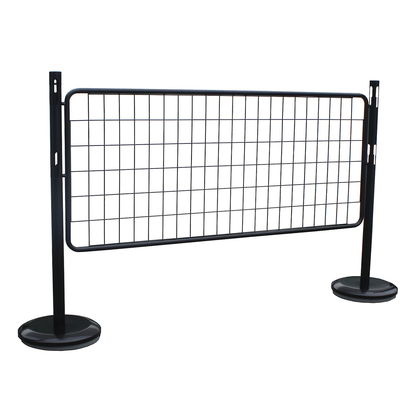 Barrier post set with mesh panel, 2 posts, 1 mesh panel, black.