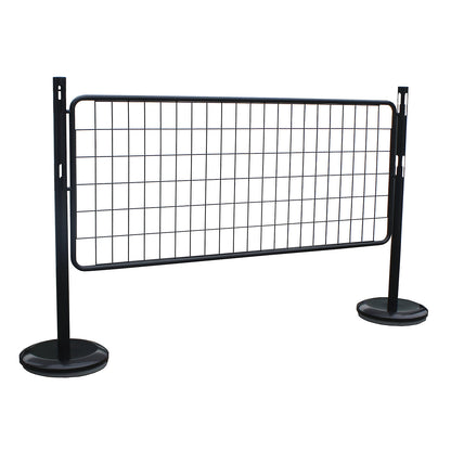 Barrier post set with mesh panel, 2 posts, 1 mesh panel, black.