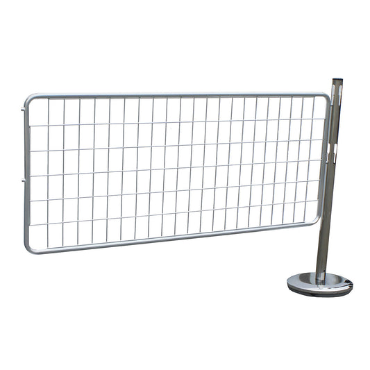 Barrier post extension set with mesh, 1 post, 1 mesh panel, zinc plated / chrome plated.