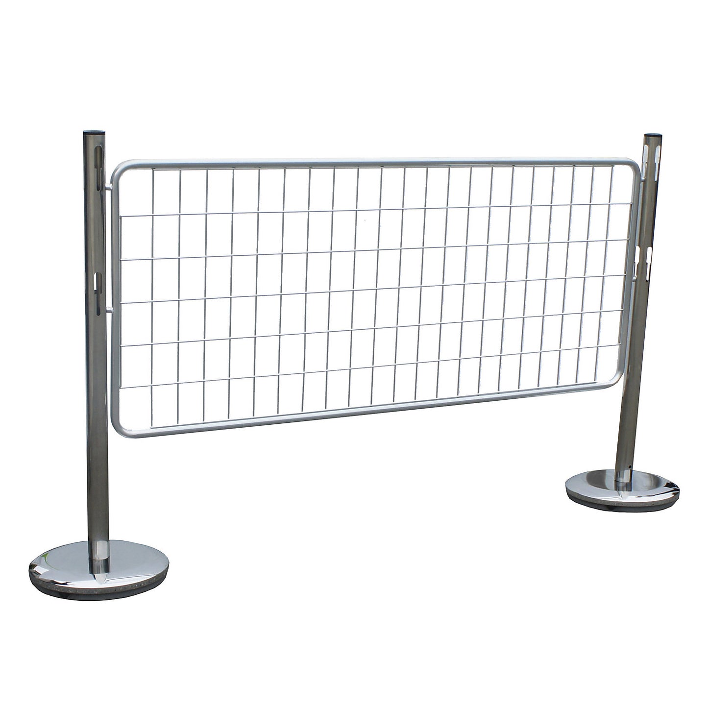 Barrier post set with mesh panel, 2 posts, 1 mesh panel, zinc plated / chrome plated.