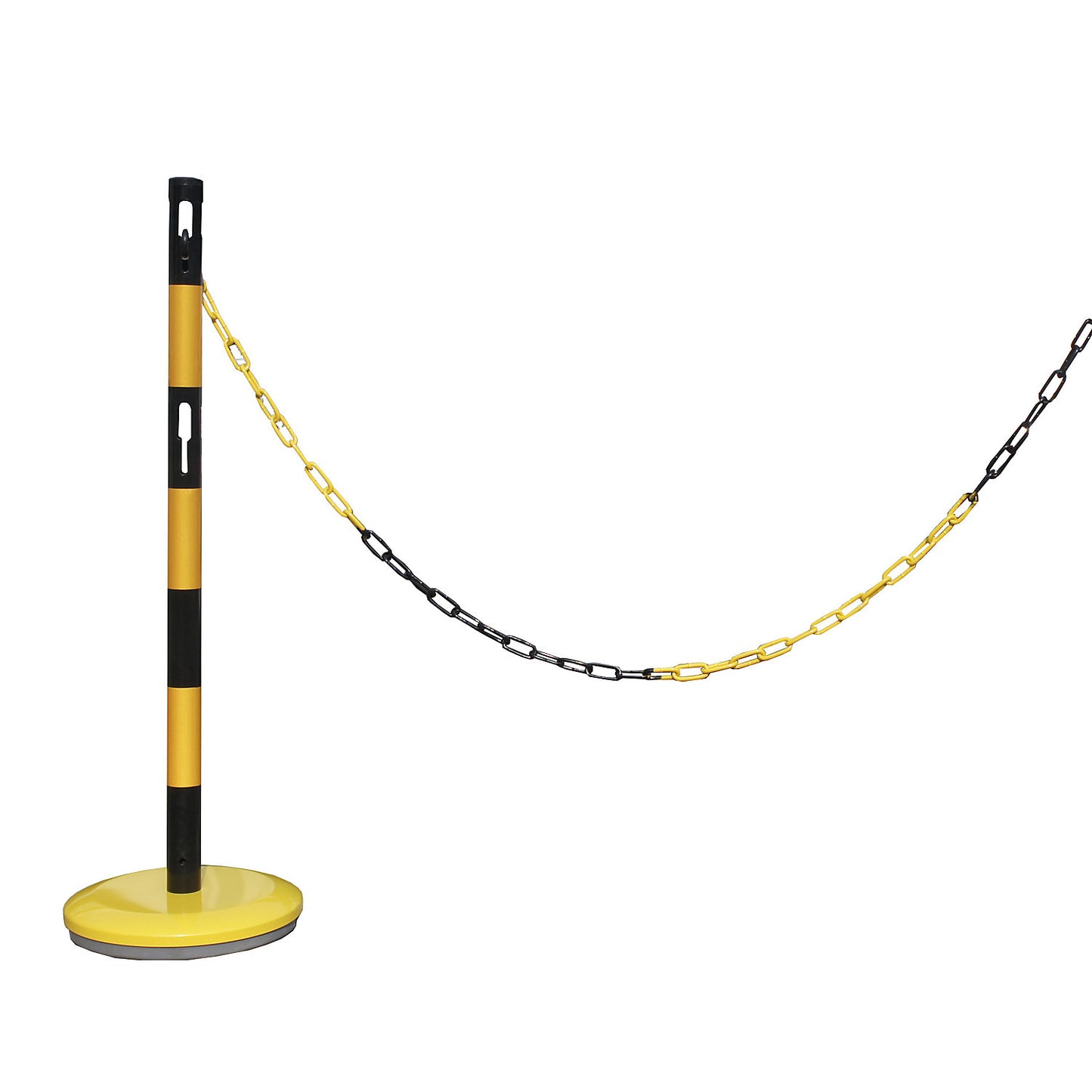 Barrier post extension set with chain, 1 post, 2.5 m chain, yellow / black.