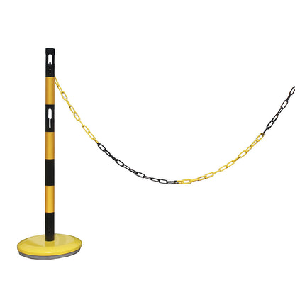 Barrier post extension set with chain, 1 post, 2.5 m chain, yellow / black.