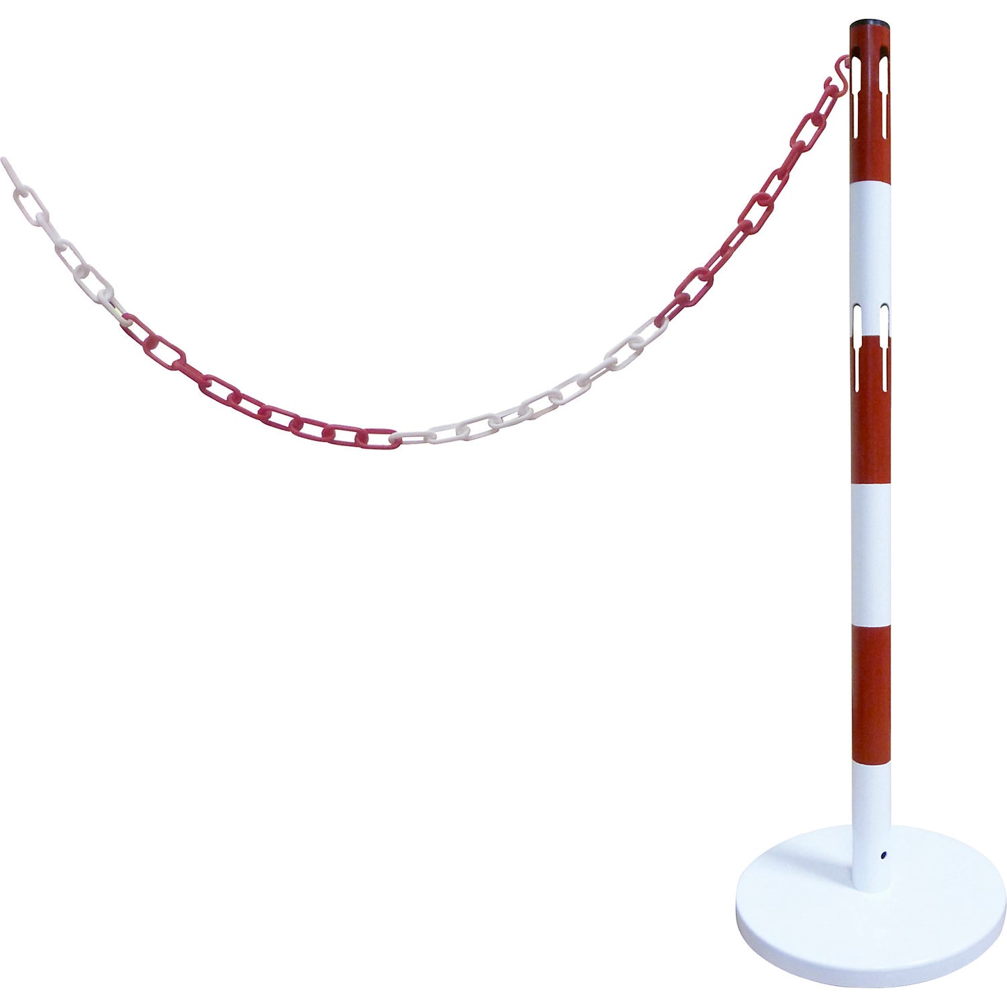 Barrier post extension set with chain, 1 post, 2.5 m chain, red / white.