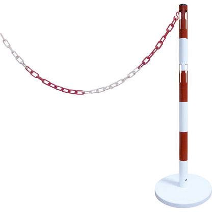 Barrier post extension set with chain, 1 post, 2.5 m chain, red / white.