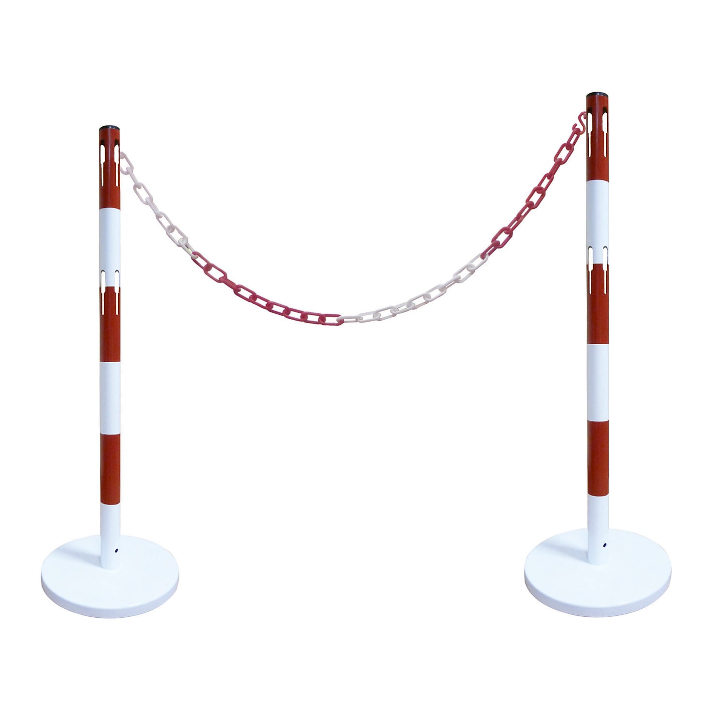Barrier post set with chain, 2 posts, 2.5 m chain, red / white.