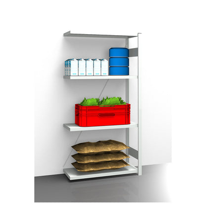Hygienic boltless shelving unit, shelf unit height 2000 mm, 4 shelves, WxD 975 x 385 mm, extension shelf unit.