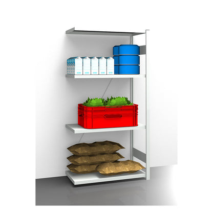Hygienic boltless shelving unit, shelf unit height 2000 mm, 4 shelves, WxD 975 x 585 mm, extension shelf unit.