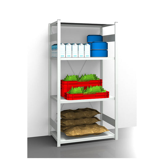 Hygienic boltless shelving unit, shelf unit height 2000 mm, 4 shelves, WxD 1025 x 685 mm, standard shelf unit.