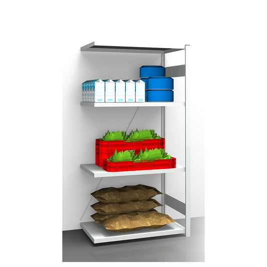 Hygienic boltless shelving unit, shelf unit height 2000 mm, 4 shelves, WxD 975 x 685 mm, extension shelf unit.