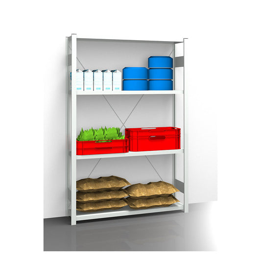 Hygienic boltless shelving unit, shelf unit height 2000 mm, 4 shelves, WxD 1275 x 385 mm, standard shelf unit.