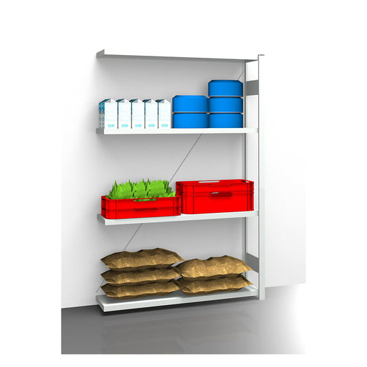 Hygienic boltless shelving unit, shelf unit height 2000 mm, 4 shelves, WxD 1225 x 385 mm, extension shelf unit.