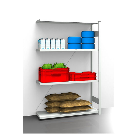 Hygienic boltless shelving unit, shelf unit height 2000 mm, 4 shelves, WxD 1225 x 485 mm, extension shelf unit.