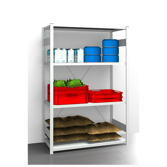 Hygienic boltless shelving unit, shelf unit height 2000 mm, 4 shelves, WxD 1275 x 685 mm, standard shelf unit.