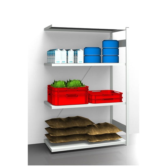 Hygienic boltless shelving unit, shelf unit height 2000 mm, 4 shelves, WxD 1225 x 685 mm, extension shelf unit.