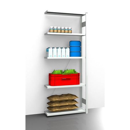 Hygienic boltless shelving unit, shelf unit height 2350 mm, 5 shelves, WxD 975 x 385 mm, extension shelf unit.