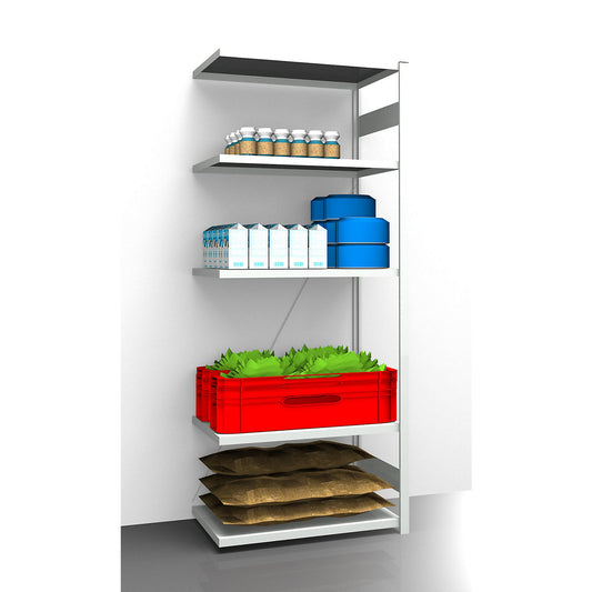 Hygienic boltless shelving unit, shelf unit height 2350 mm, 5 shelves, WxD 975 x 685 mm, extension shelf unit.