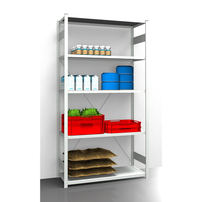 Hygienic boltless shelving unit, shelf unit height 2350 mm, 5 shelves, WxD 1275 x 585 mm, standard shelf unit.
