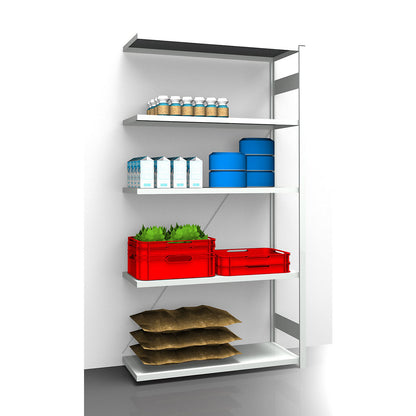 Hygienic boltless shelving unit, shelf unit height 2350 mm, 5 shelves, WxD 1225 x 585 mm, extension shelf unit.