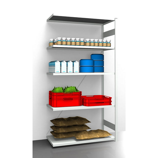 Hygienic boltless shelving unit, shelf unit height 2350 mm, 5 shelves, WxD 1225 x 685 mm, extension shelf unit.