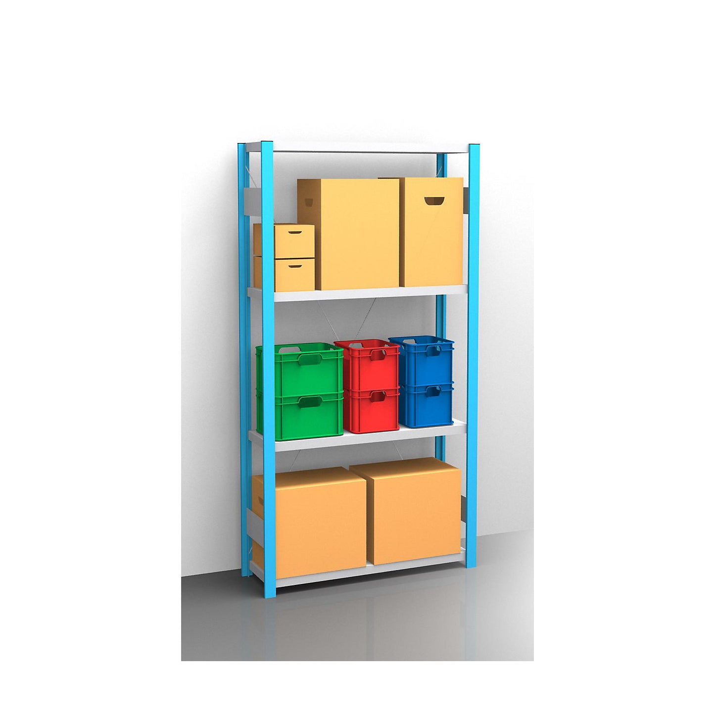Boltless shelving unit, blue / zinc plated, shelf height 2000 mm, shelf width 965 mm, standard shelf unit, shelf depth 350 mm.