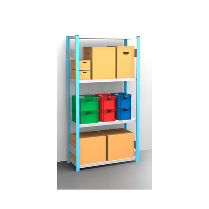 Boltless shelving unit, blue / zinc plated, shelf height 2000 mm, shelf width 965 mm, standard shelf unit, shelf depth 450 mm.
