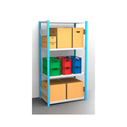 Boltless shelving unit, blue / zinc plated, shelf height 2000 mm, shelf width 965 mm, standard shelf unit, shelf depth 650 mm.
