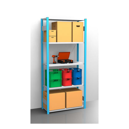 Boltless shelving unit, blue / zinc plated, shelf height 2350 mm, shelf width 965 mm, standard shelf unit, shelf depth 450 mm.