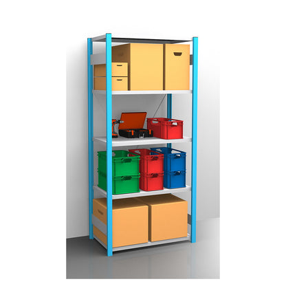 Boltless shelving unit, blue / zinc plated, shelf height 2350 mm, shelf width 965 mm, standard shelf unit, shelf depth 650 mm.