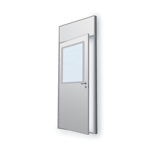 Flexible partition system, wall thickness 82 mm, single door section, HxW 2093 x 936 mm, with window.