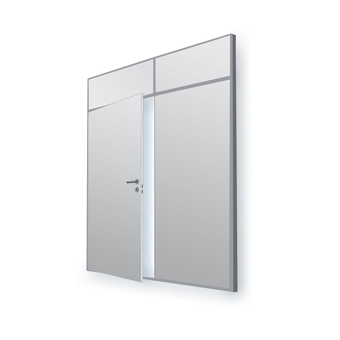 Flexible partition system, wall thickness 82 mm, double door section, HxW 2093 x 1789 mm, without window.