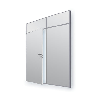 Flexible partition system, wall thickness 82 mm, double door section, HxW 2093 x 1789 mm, without window.