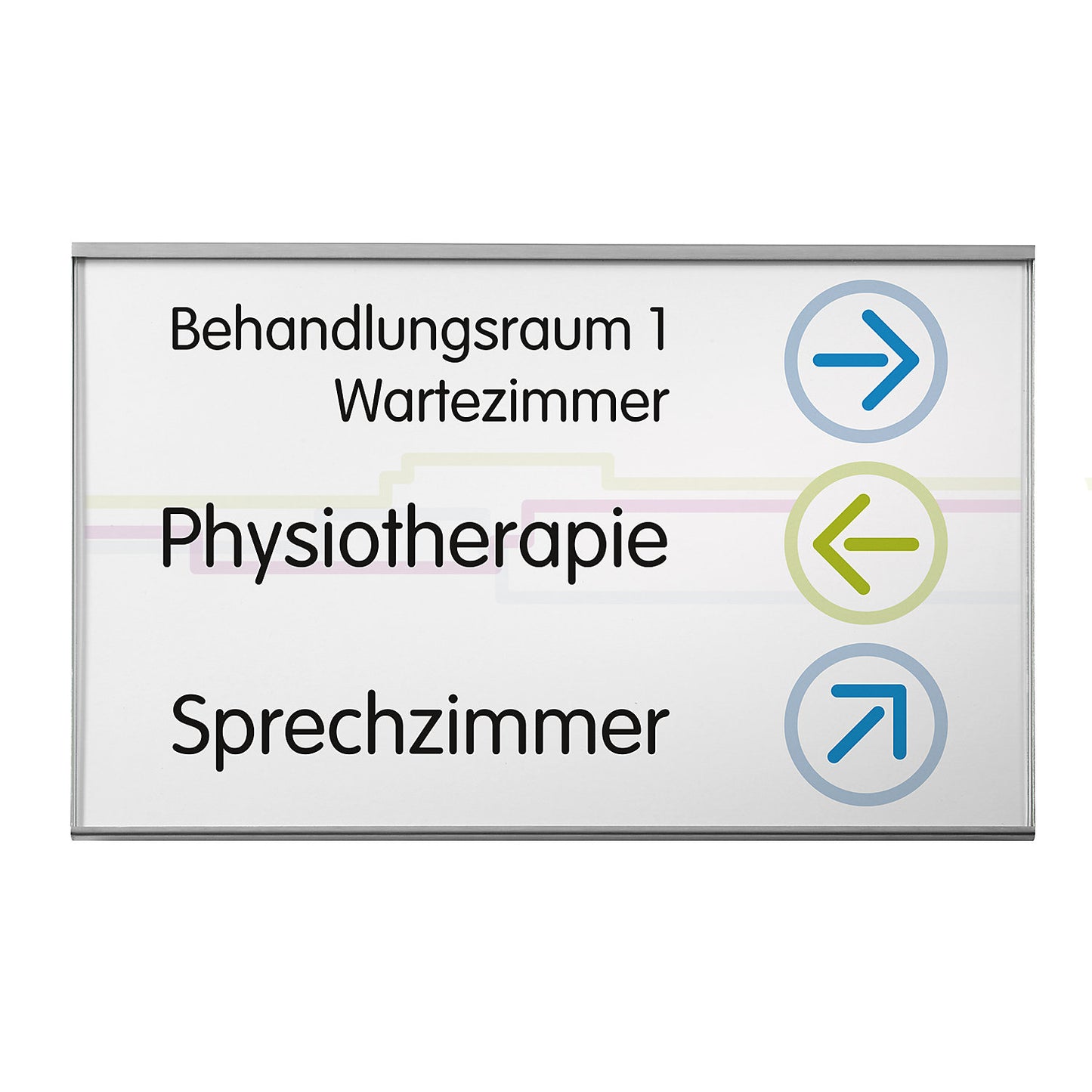 GLASGOW™ direction sign, A3 landscape, HxW 303 x 426 mm, visible area HxW 294 x 420 mm.