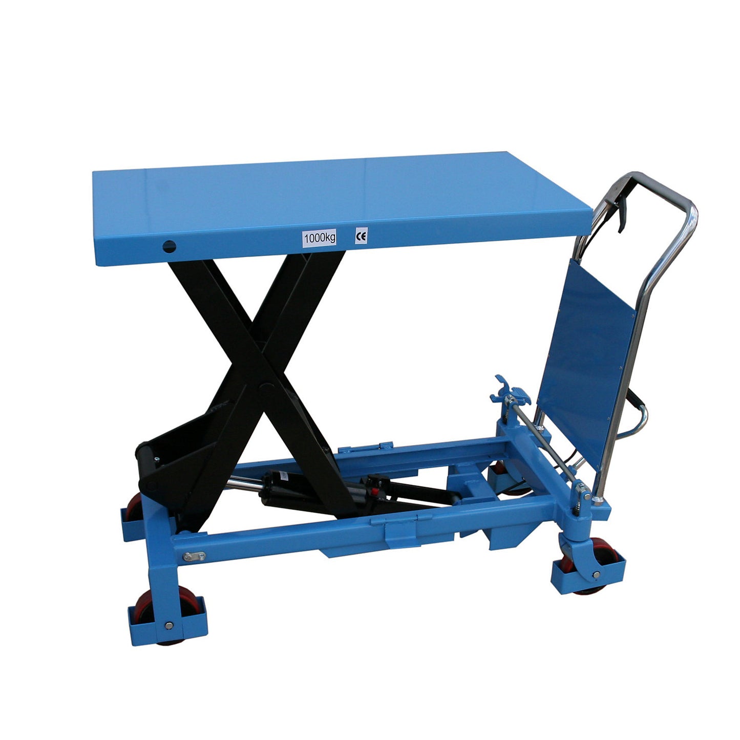 Lifting platform truck, with fixed handle, max. load 1000 kg.