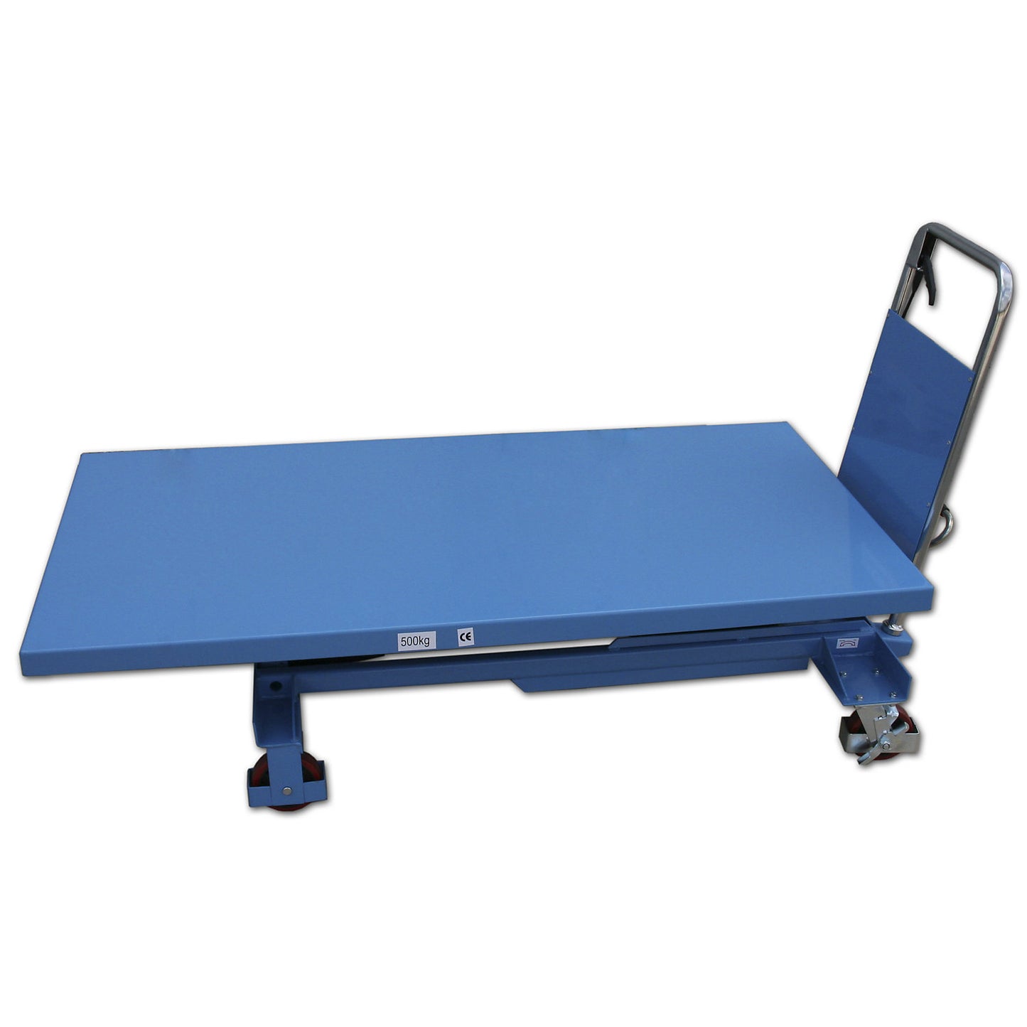 Lifting platform truck, lifting range 310 - 900 mm, max. load 500 kg.