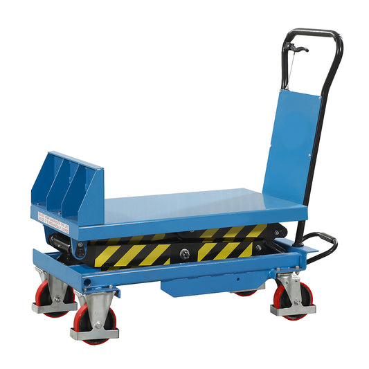 Tilting lifting platform truck, easier access to crates, max. load 600 kg.