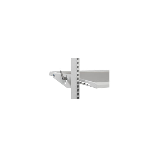 Tilting storage shelf, ESD, light grey, depth 650 mm, for table depth 750 mm.