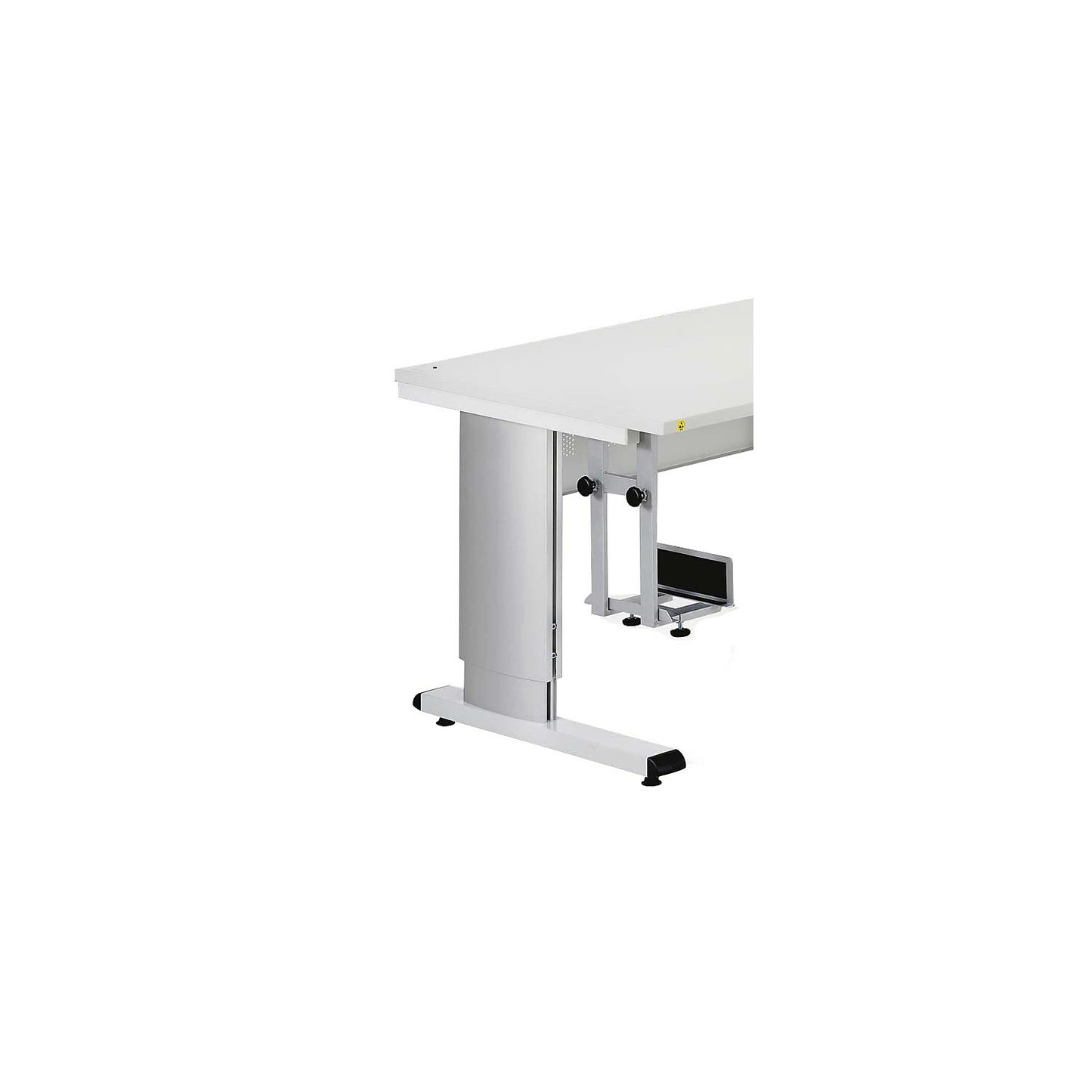 PC holder, adjustable, powder coated, light grey.