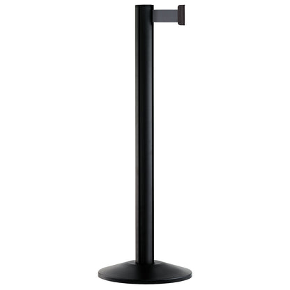 Belt post made of aluminium, post black, extends 2300 mm, belt colour silver grey.