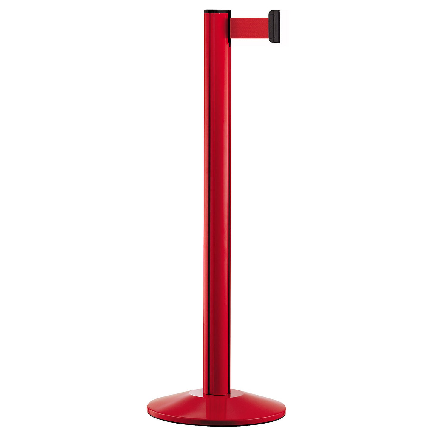 Belt post made of aluminium, post red, extends 2300 mm, belt colour red.