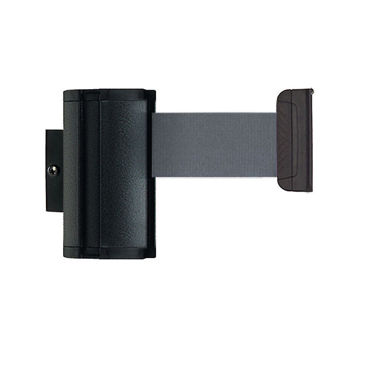 Wall Mount tape belt cartridge, belt extends to max. 2300 mm, belt colour silver grey.