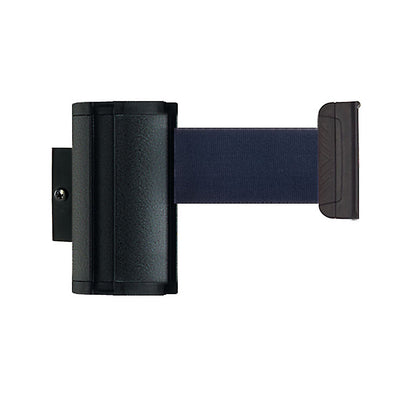 Wall Mount tape belt cartridge, belt extends to max. 3700 mm, belt colour dark blue.