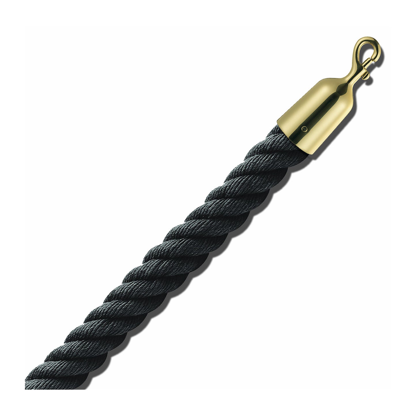 Barrier cord 1.5 m, brass end caps, black cord.