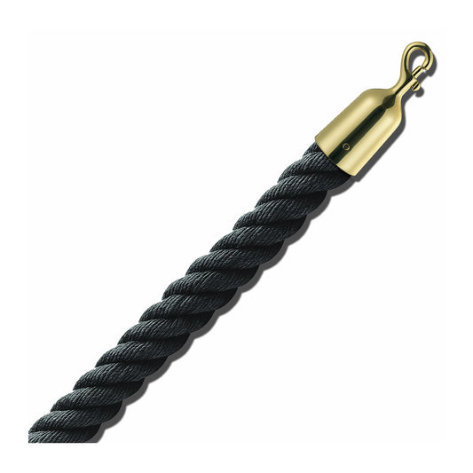 Barrier cord 1.5 m, brass end caps, black cord.