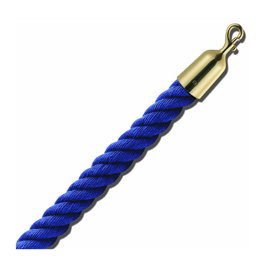 Barrier cord 1.5 m, brass end caps, blue cord.