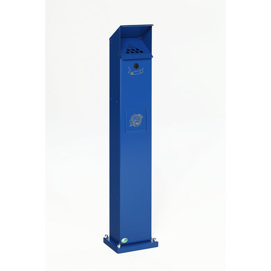 Combination column ashtray, capacity 5 l, WxHxD 180 x 1150 x 150 mm, gentian blue.