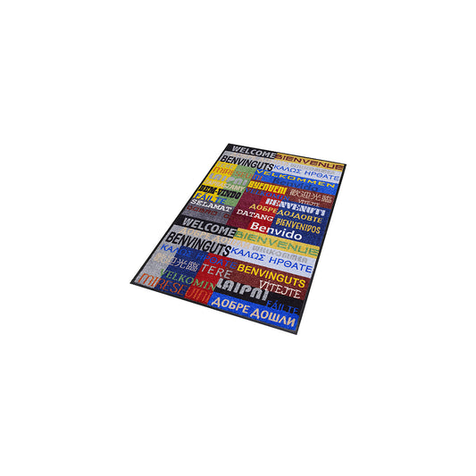 Designer entrance matting, new welcome design, LxW 900 x 600 mm.