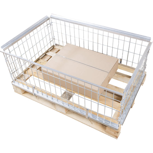 Mesh pallet collar, for stacking, four mesh panels, for pallets 1200 x 800, H 400 mm.
