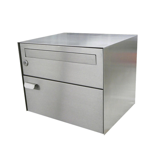 Letter box, WxHxD 390 x 315 x 310 mm, stainless steel, stainless steel finish.